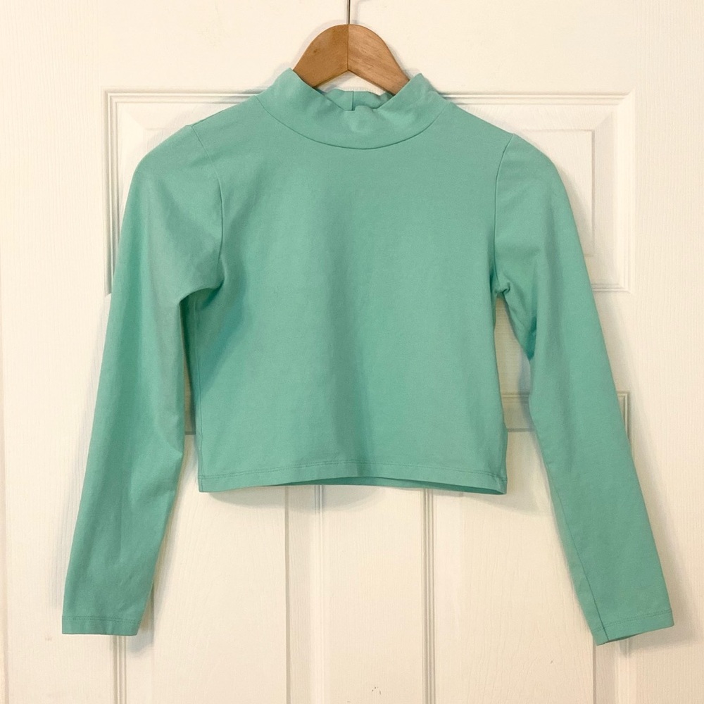 Asos Mint Aqua Long Sleeve Women's Cop Turtleneck Top - Picture 3 of 8